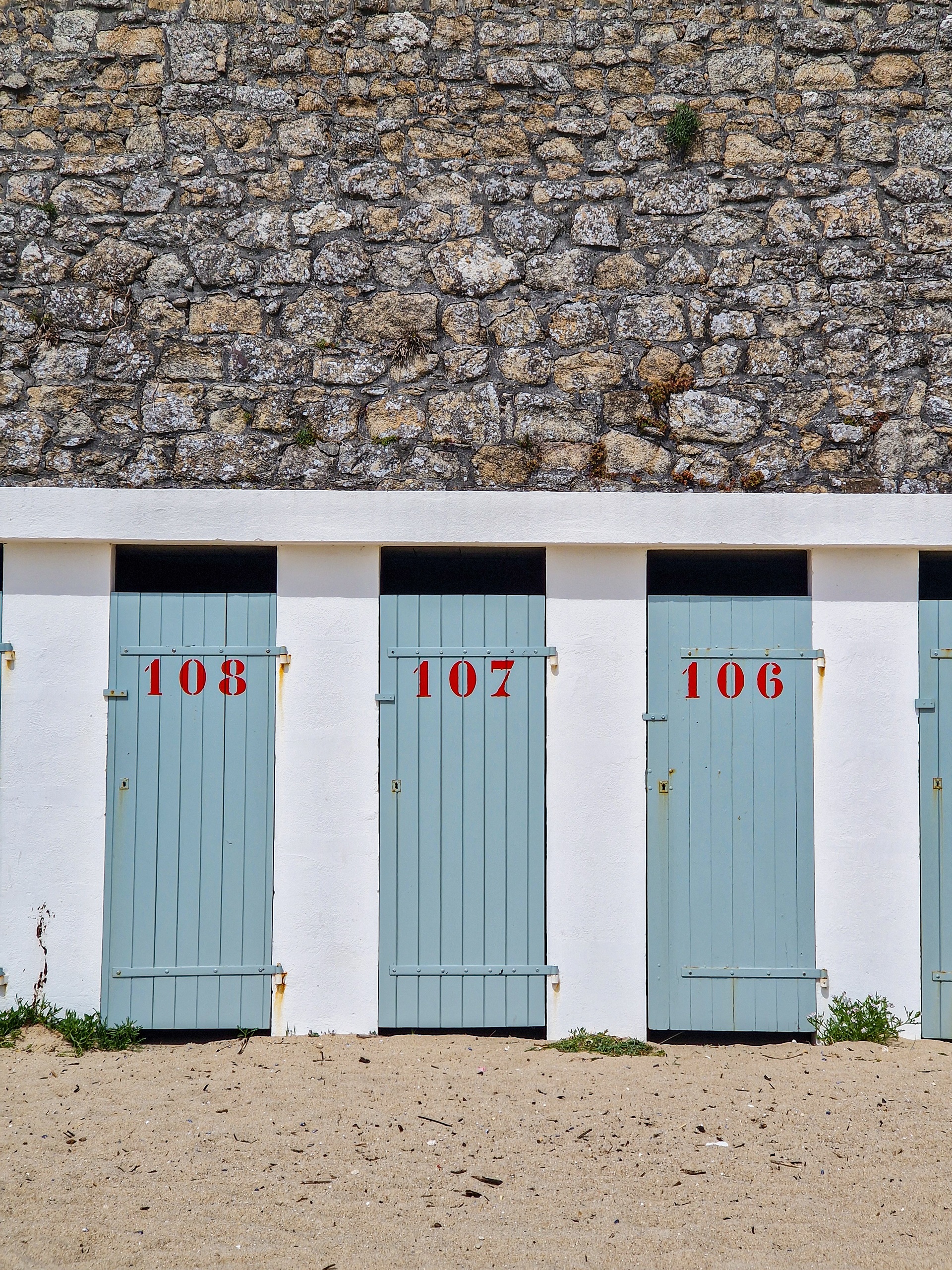 Cabine de plages sur la Grande plage de Port-Louis (Morbihan) 56
