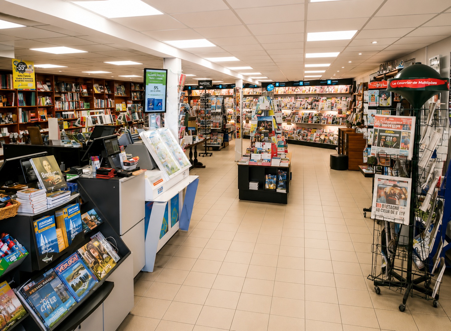 Cartes postales, souvenirs, papeterie, presse retrouvez tout cela à la librairie principale de l'Ile de Groix, La Belle Hitsoire à Lorient Bretagne sud (Morbihan, 56)