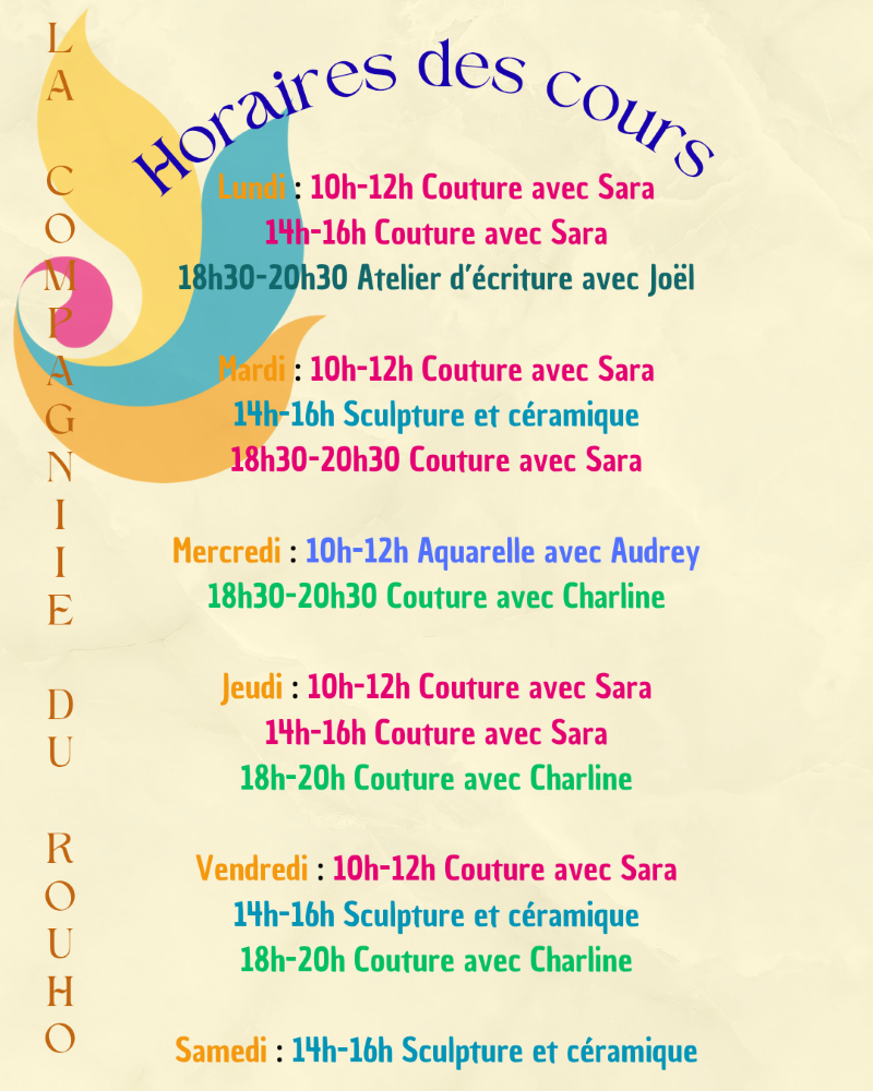 Horraires des cours de La Compagnie du Rouho à Lorient Bretagne Sud (56 Morbihan)