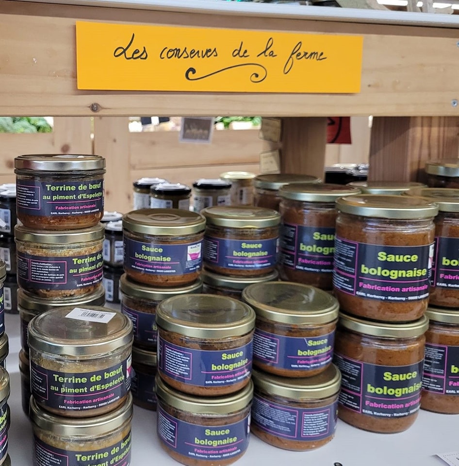 Le Marché de Kerhervy à Lorient Bretagne Sud (56 Morbihan) propose des conserves savoureuses à base de la viande de la ferme