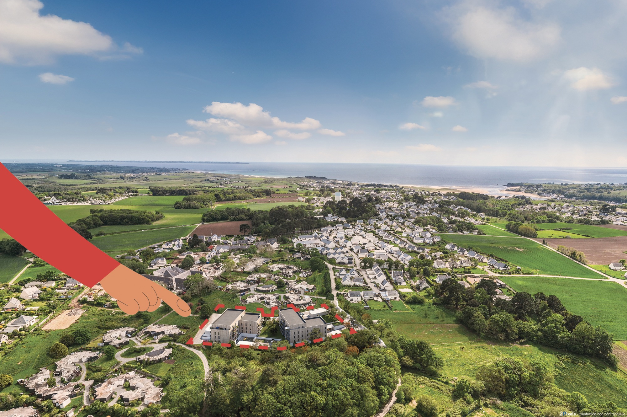 NEXITY, nouveau programme foncier à Guidel Plages,_vue_aerienne_Calypso, Lorient Bretagne Sud (Morbihan, 56)
