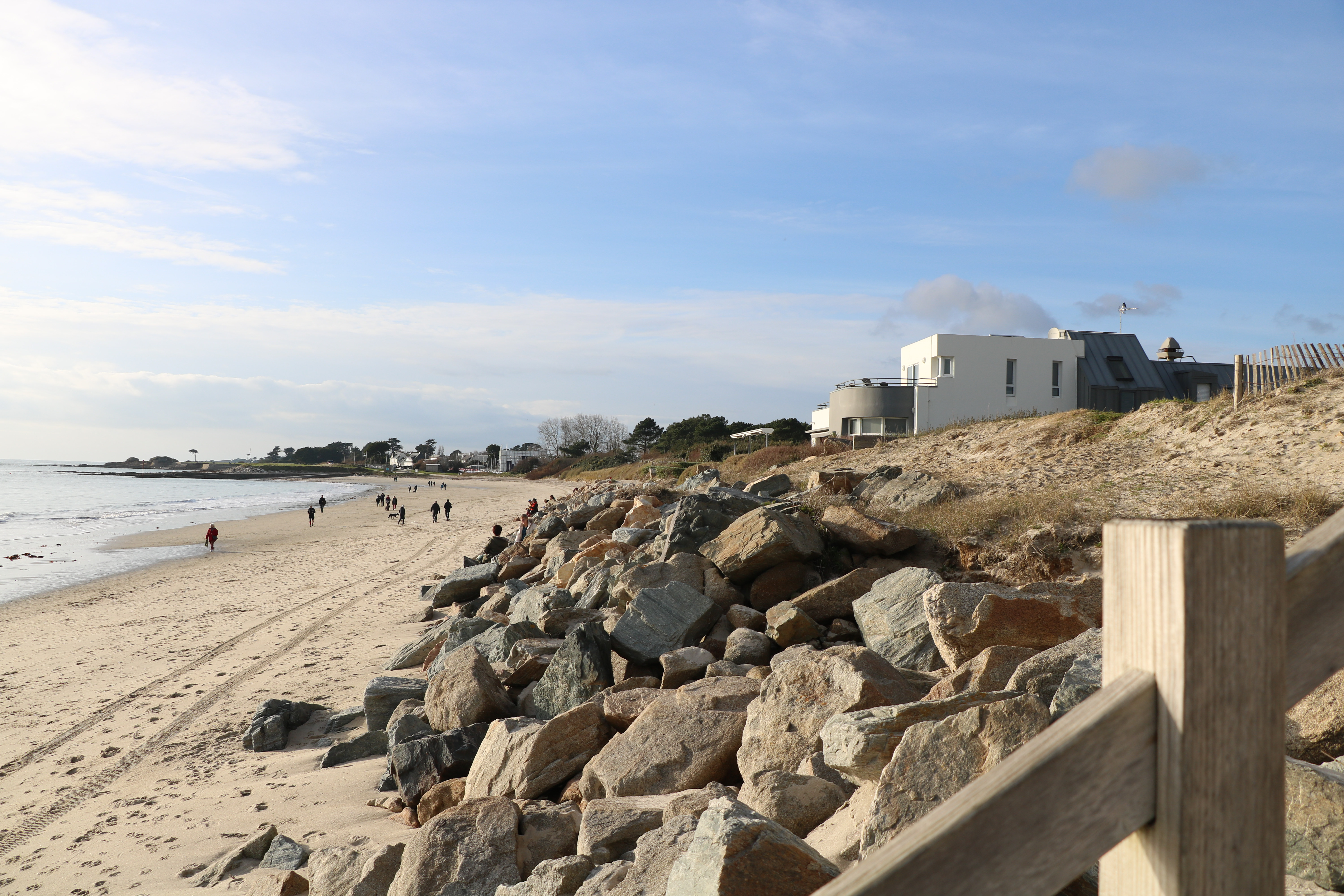 Plage de Kerguelen les mouettes vue des rochers à Larmor-Plage (Morbihan) 56