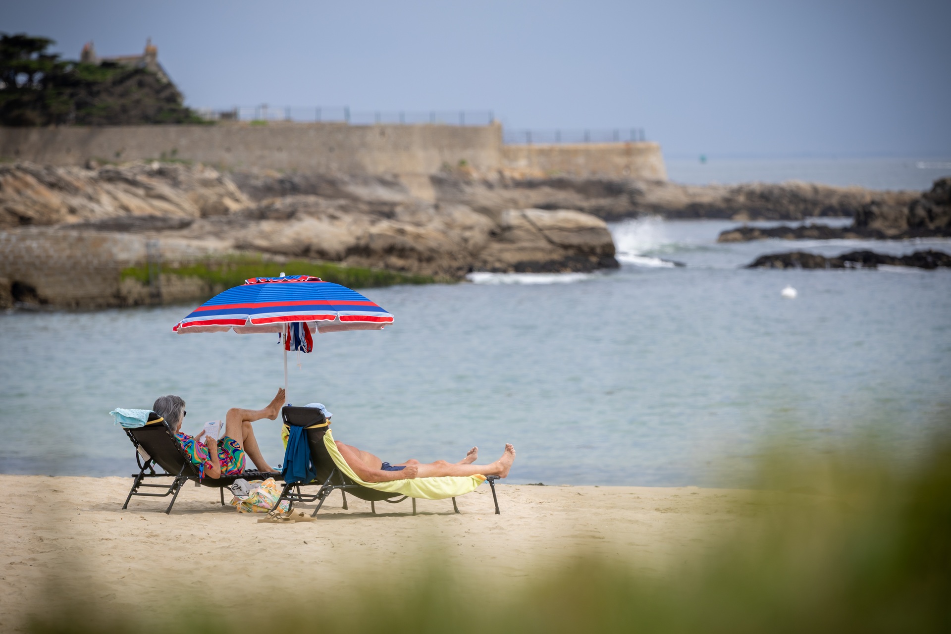 Transats sur la plage du Perello à Ploemeur proche Lorient (Morbihan) 56
