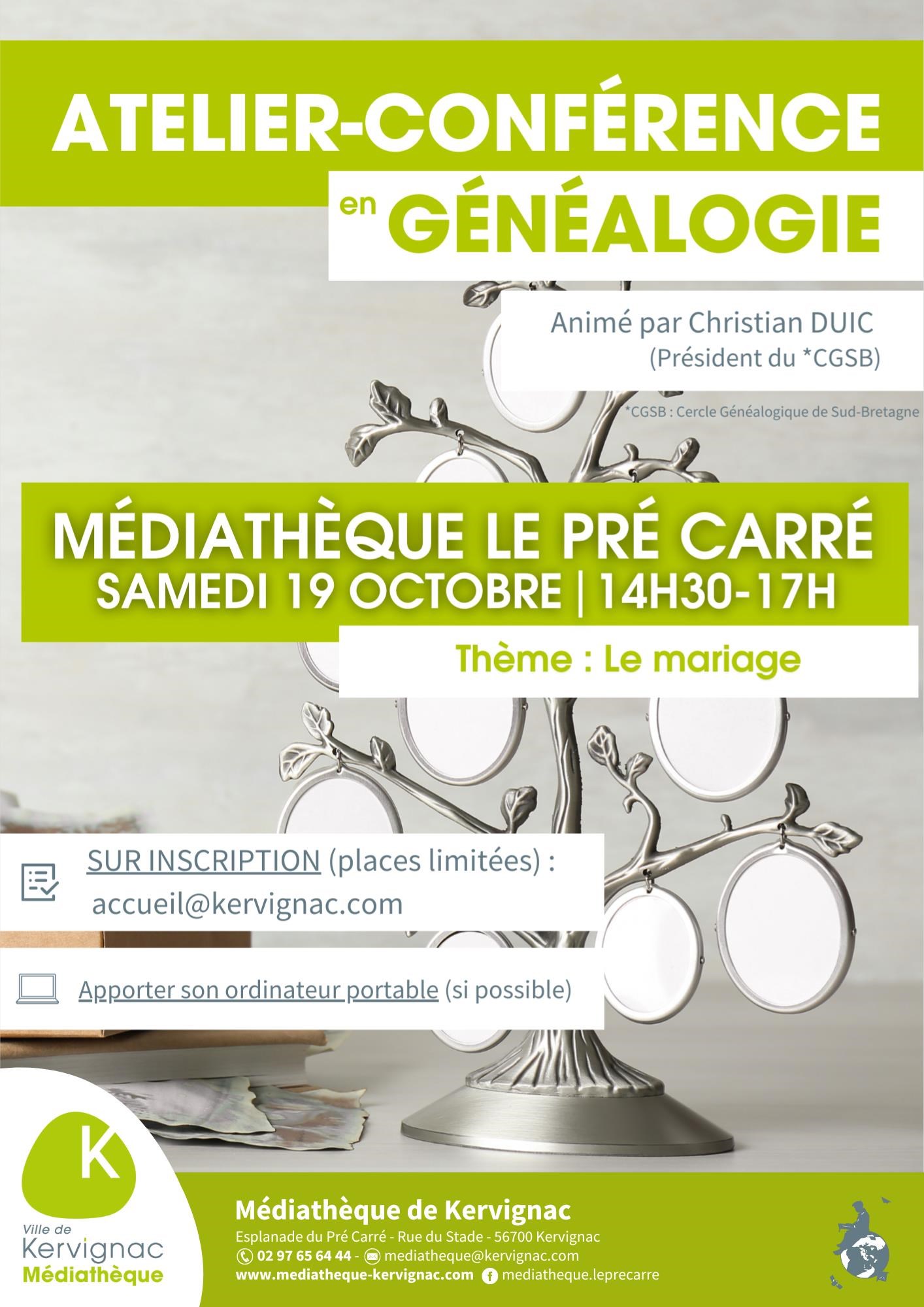 Atelier-conférence en généalogie Le 19 oct 2024