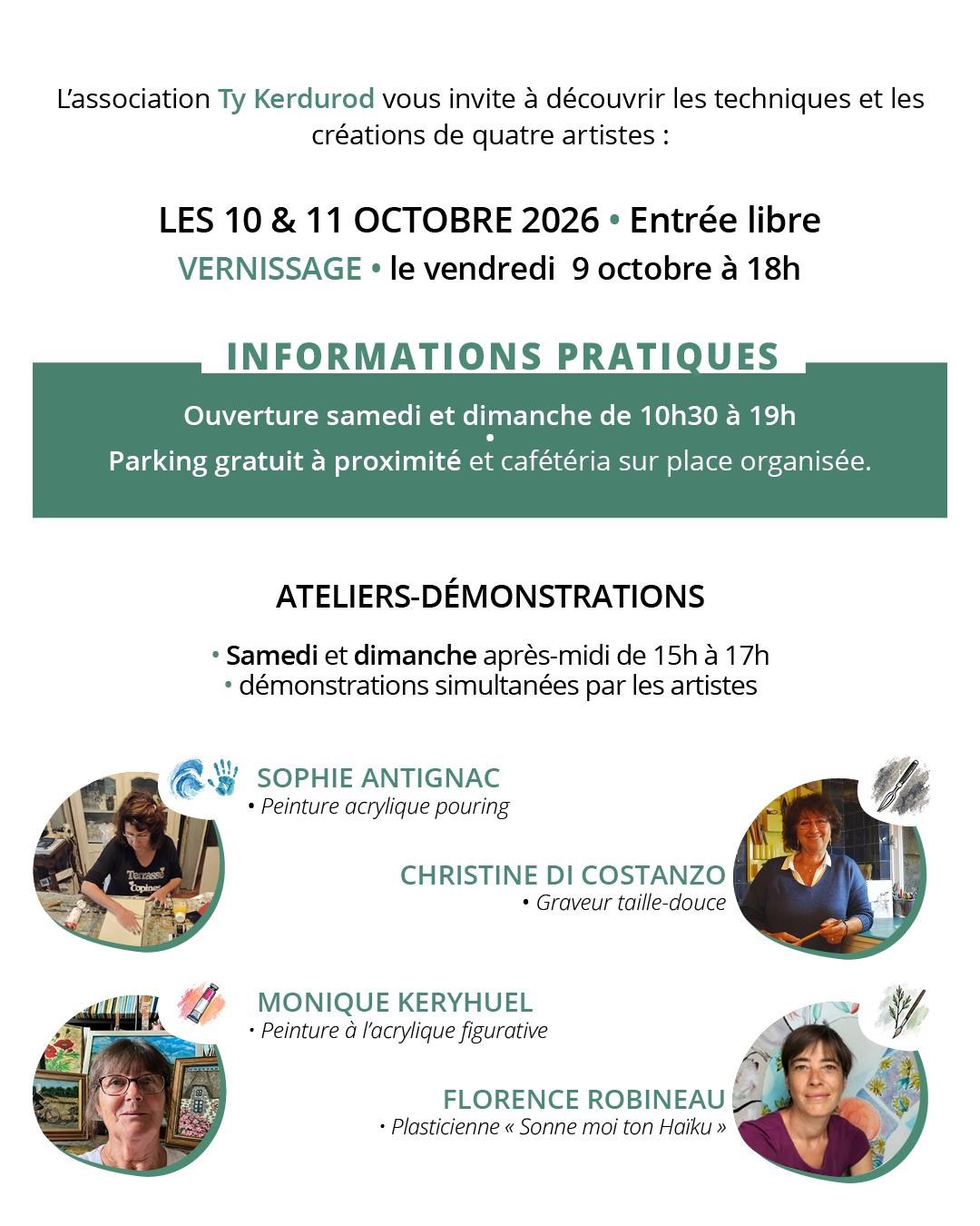 présentation des 4 artistes qui exposent